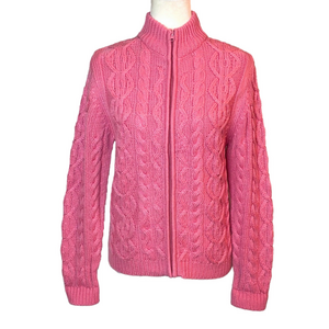 Chouette pink cable-knit cardigan